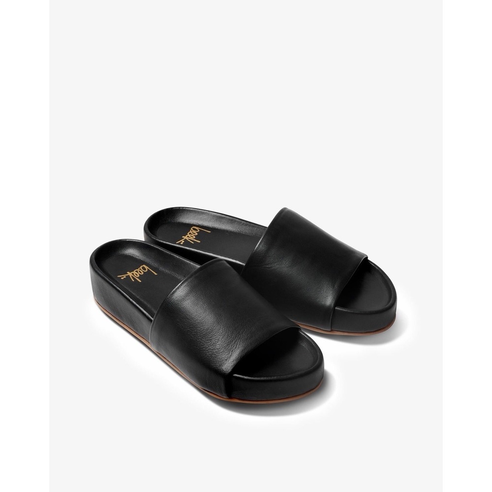 Beek Pelican Leather Platform Sandal in Black Women's Sz 9